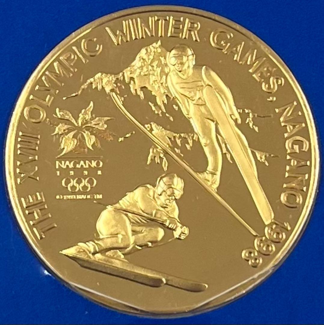 1998年 長野オリンピック 記念 純銀メダル 純金仕上げsilver999