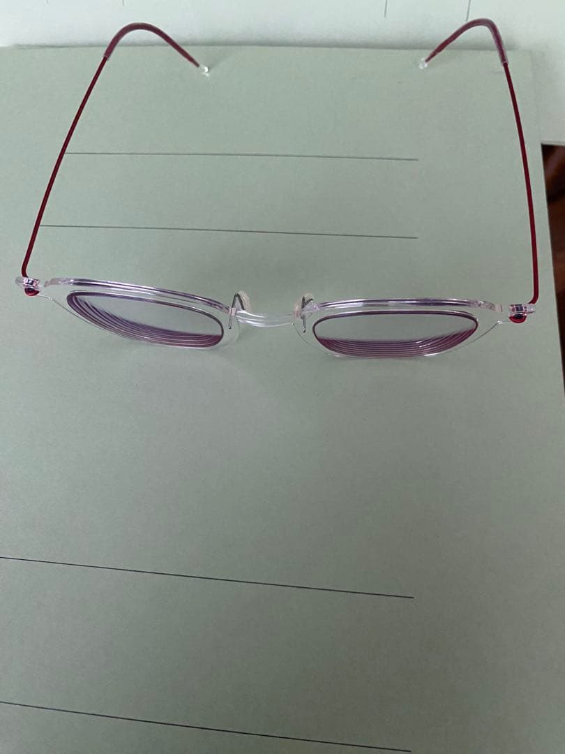Lindberg クリアレッドファッションメガネ　ケース付き