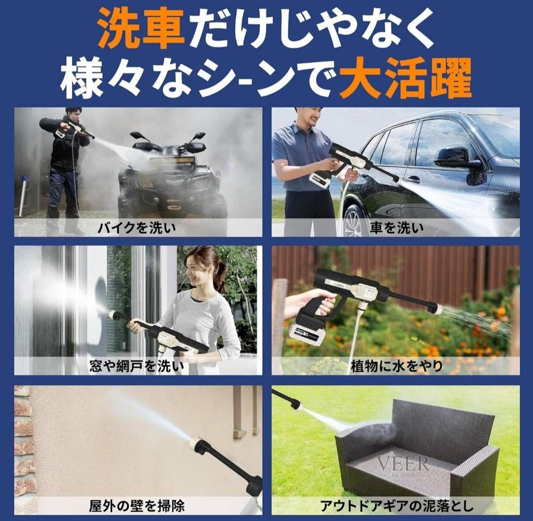 高圧洗浄機 コードレス 充電式２個バッテリー残量表示　PSE認証済