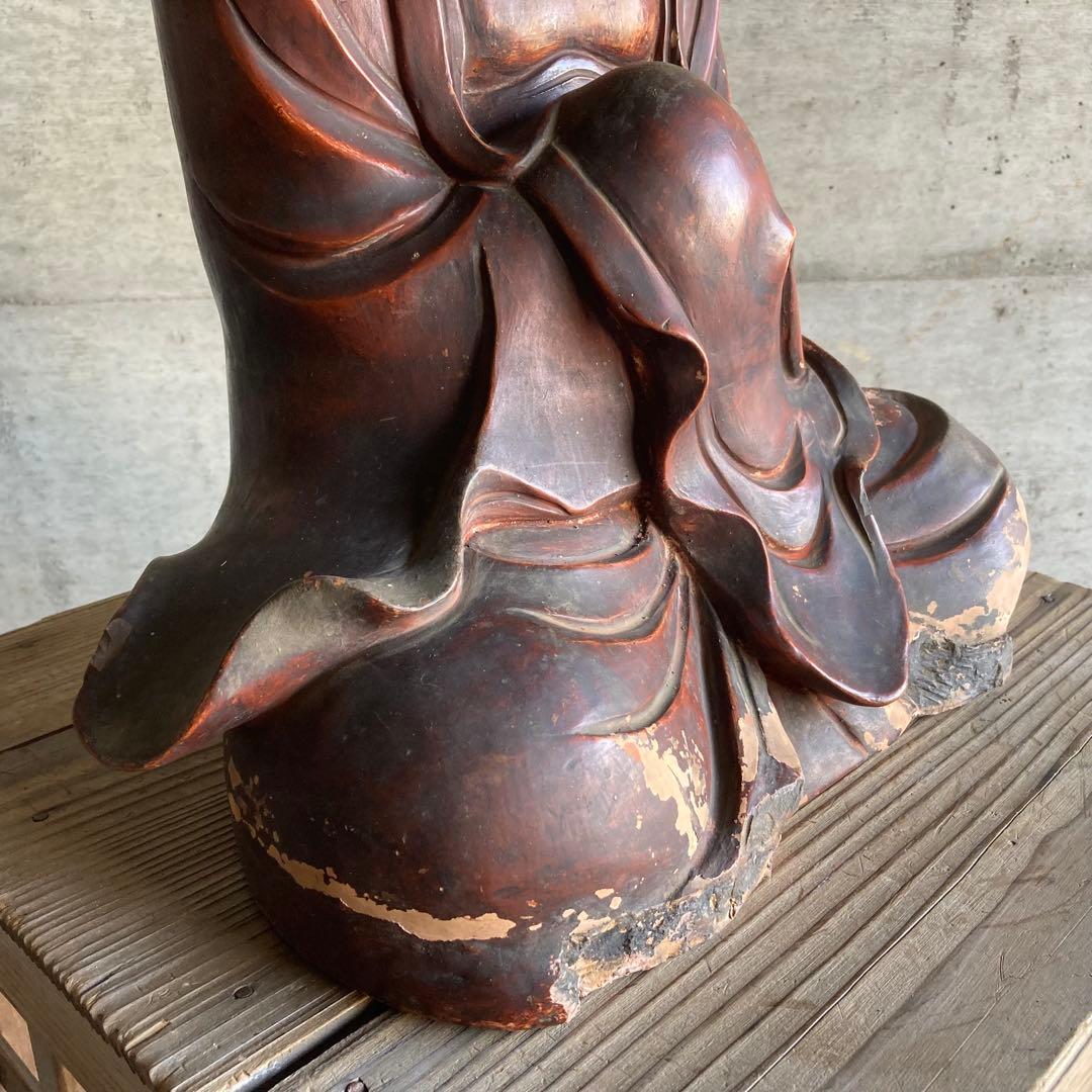古い達磨大師像 置物 オブジェ 大型 和風 陶器 古美術 骨董品 レトロ