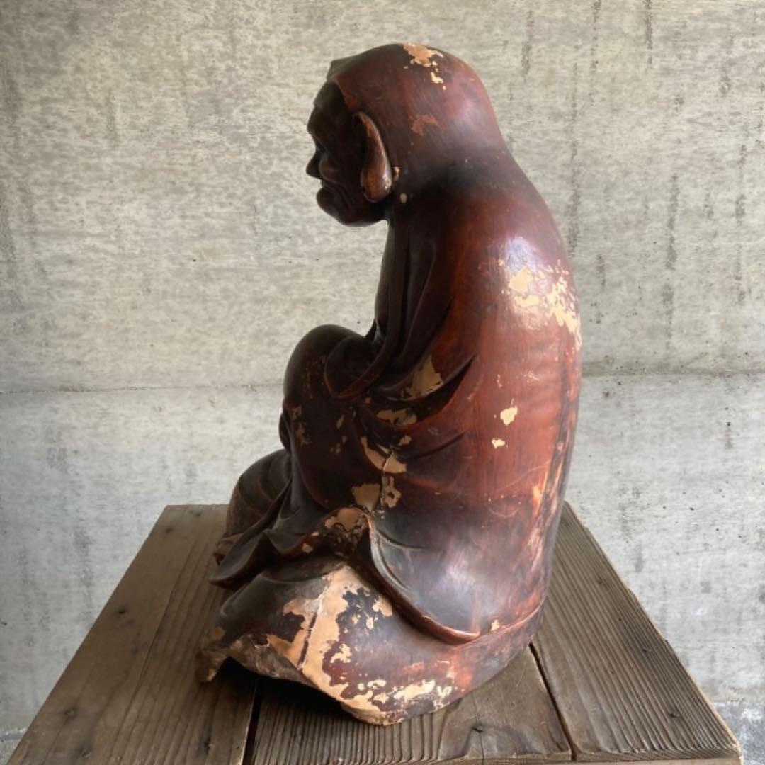 古い達磨大師像 置物 オブジェ 大型 和風 陶器 古美術 骨董品 レトロ