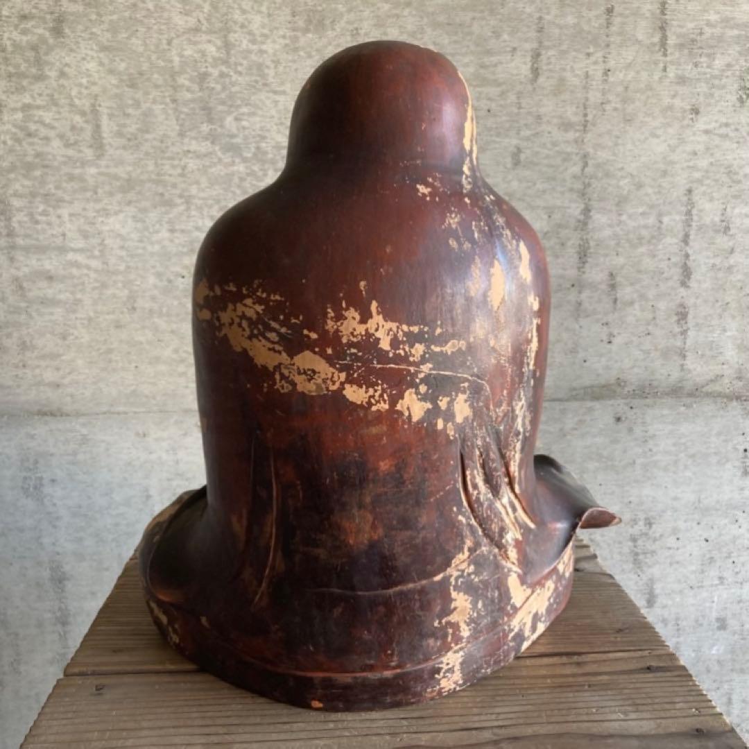 古い達磨大師像 置物 オブジェ 大型 和風 陶器 古美術 骨董品 レトロ