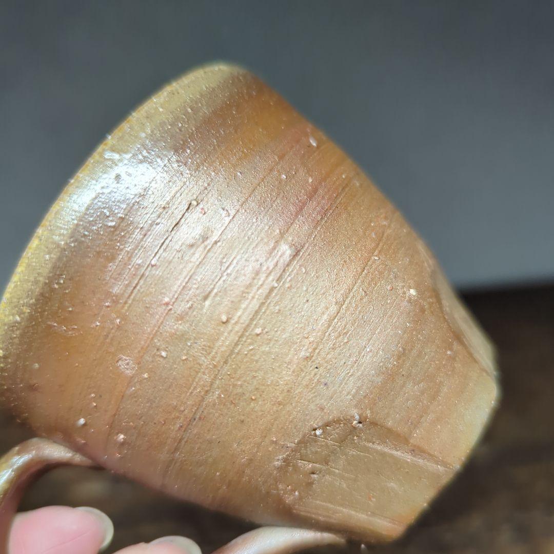 陶芸　備前焼　山麓窯　面取り　焼締窯変　カップ＆ソーサー・コーヒー碗×2