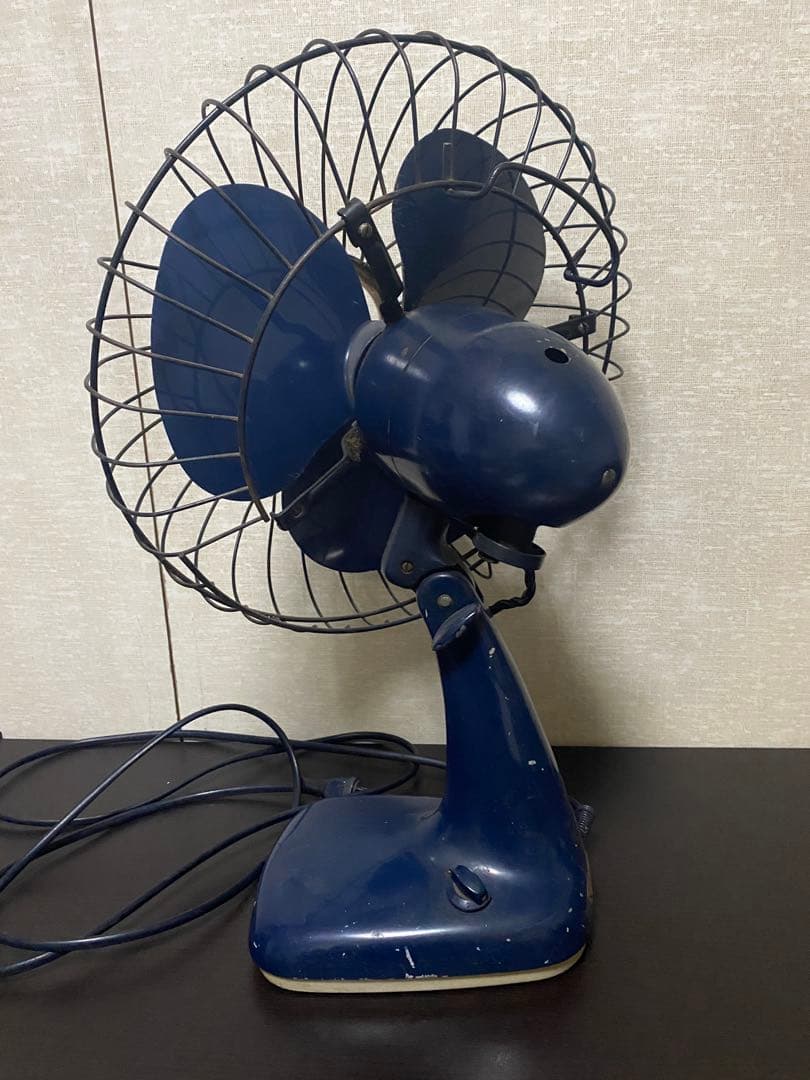 動作確認済み　三菱電機 大正後期から昭和前期に製造　レトロ扇風機 ネイビー