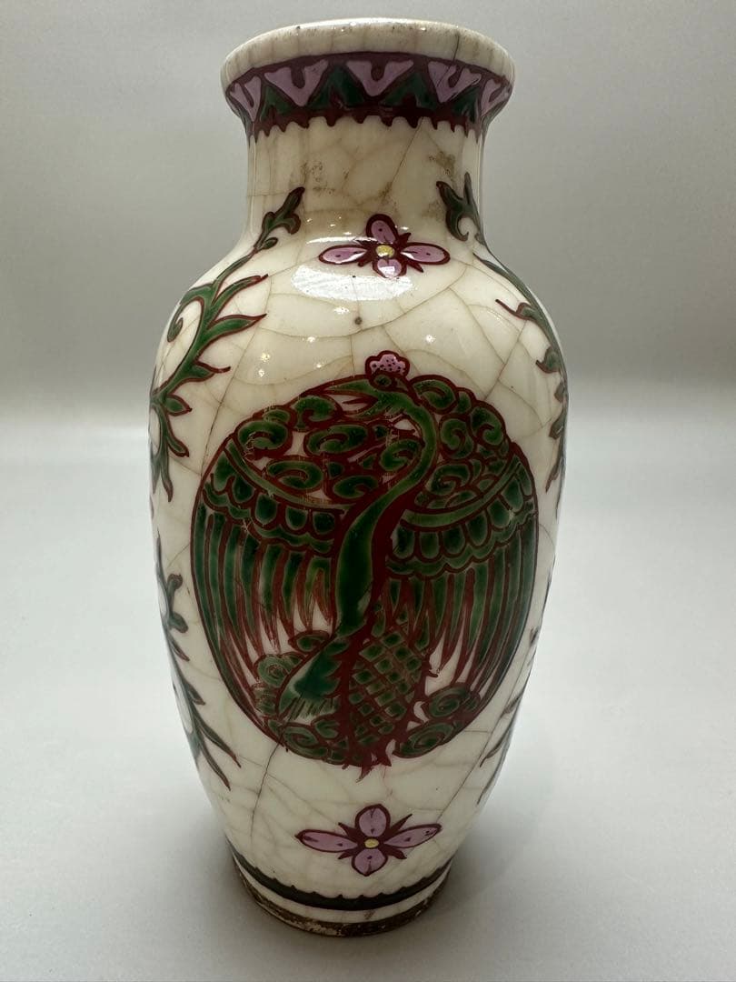 中国 色絵 鳳紋 瓶 16.5cm