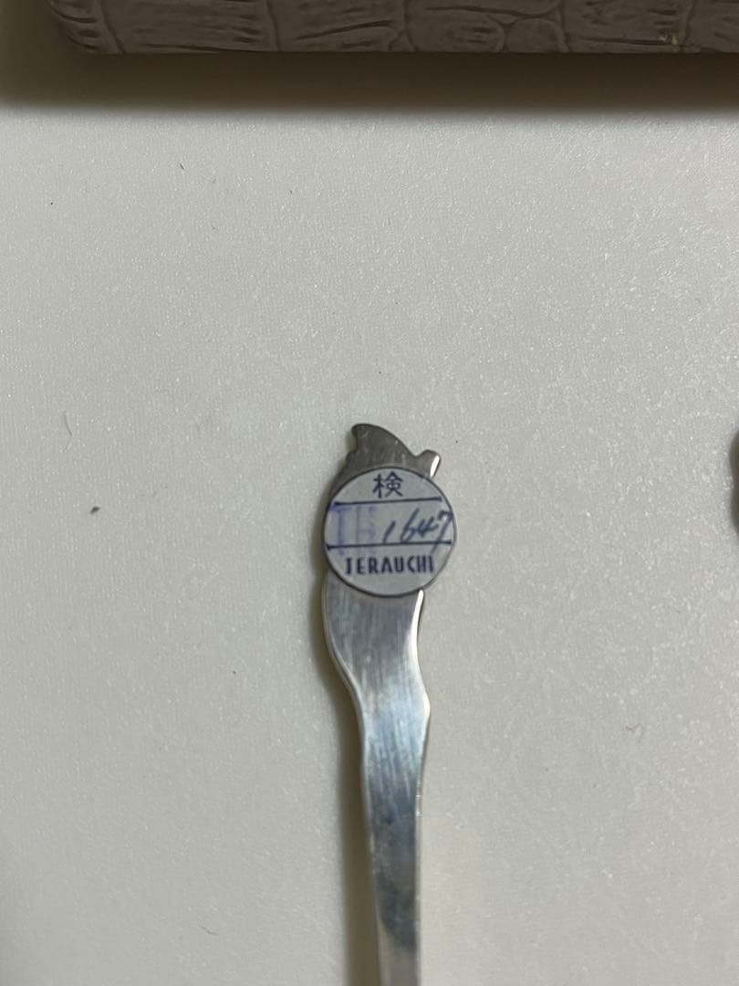 縁起物　銀製スプーン　鶴と亀　シルバー✖️ゴールド　アンティーク　未使用品