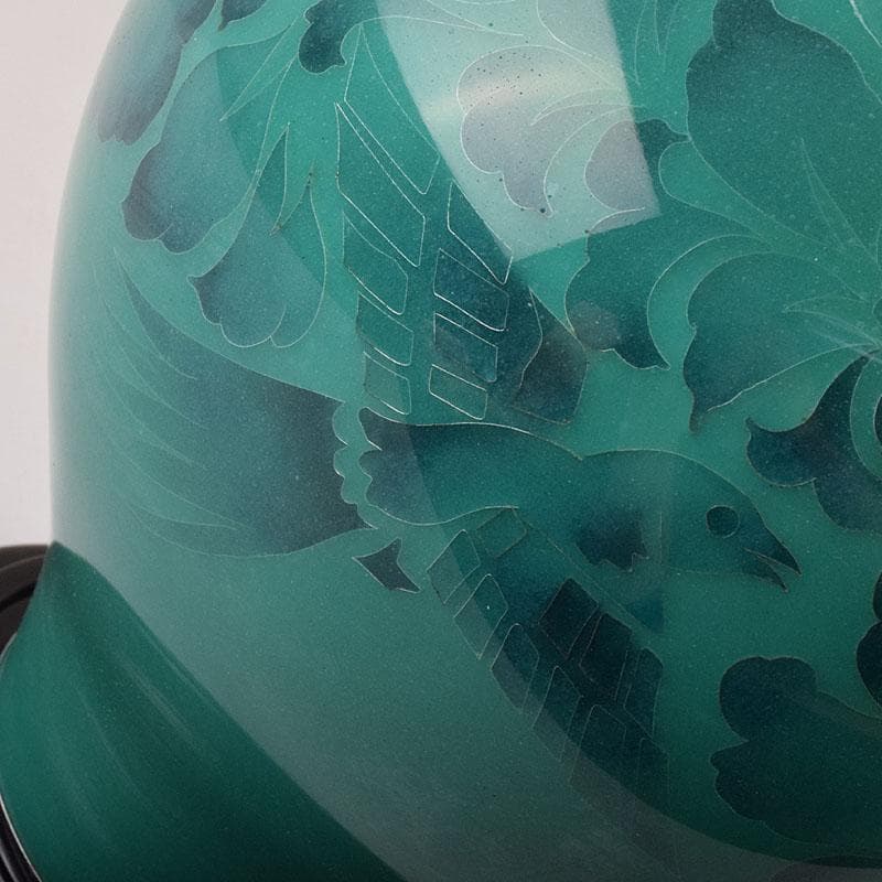 七宝焼　粂野七宝謹製　花鳥文　唐木台　共箱　V　R9544H