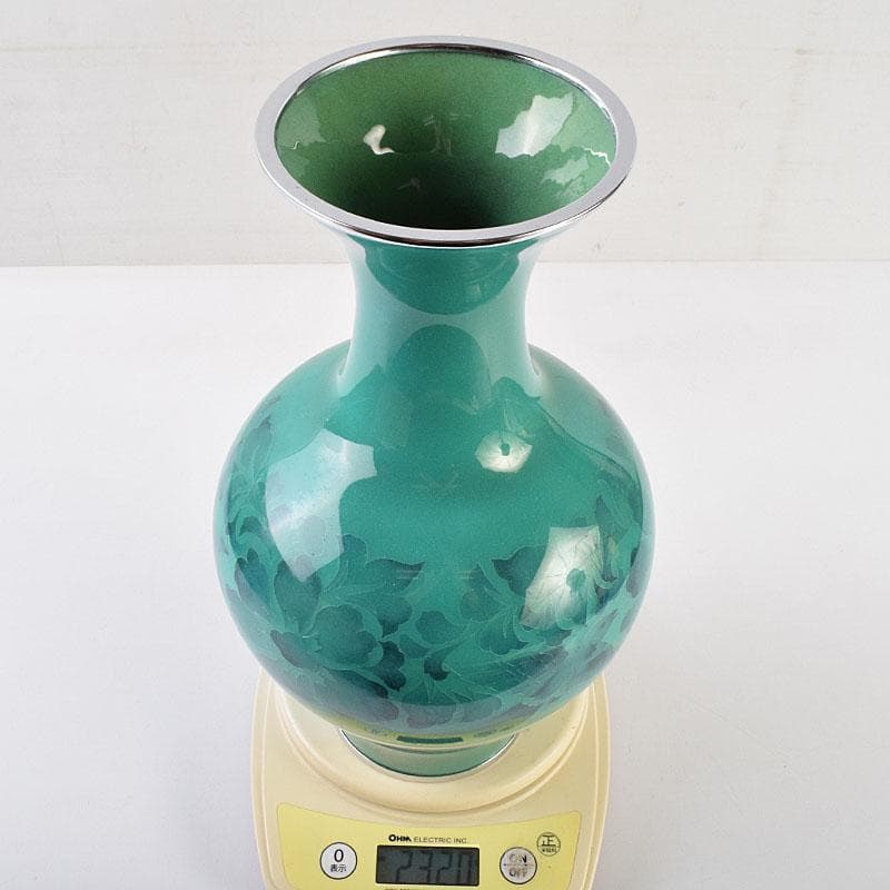 七宝焼　粂野七宝謹製　花鳥文　唐木台　共箱　V　R9544H