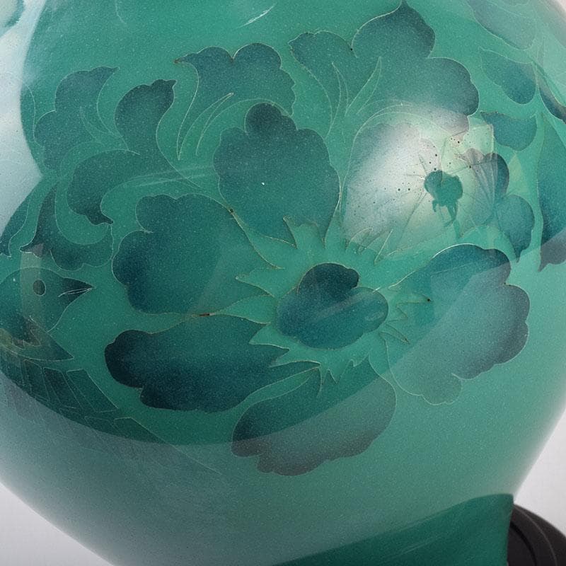 七宝焼　粂野七宝謹製　花鳥文　唐木台　共箱　V　R9544H