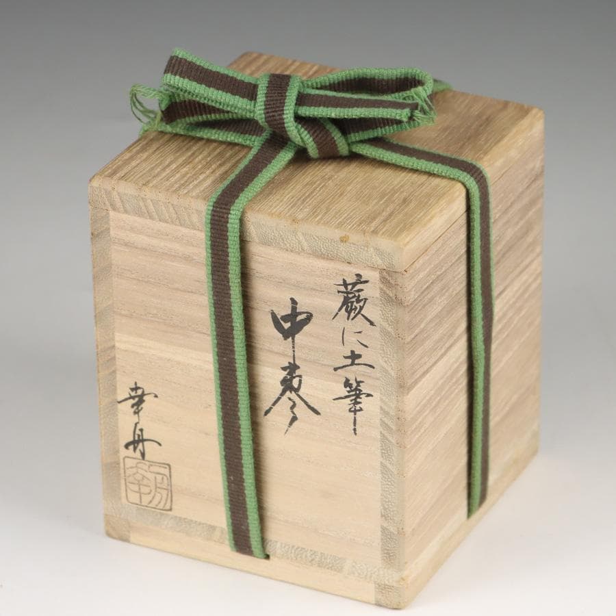 Y2888-8 茶道具 山上幸舟 金蒔絵「蕨に土筆」中棗 共箱　　＃13
