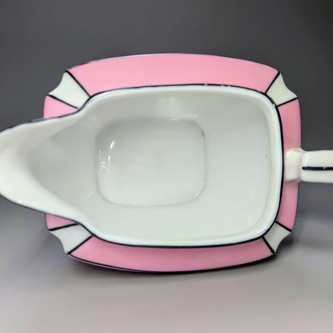 希少 オールドノリタケ アールデコ様式 ピンク幾何学文 クリーマー