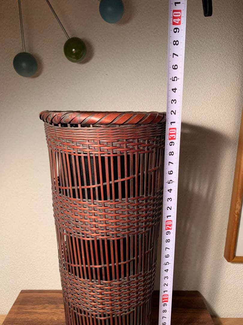 岩尾豊南作 別府竹細工 櫛目懸崖 竹花籠 花入 花器 茶道具 竹落とし