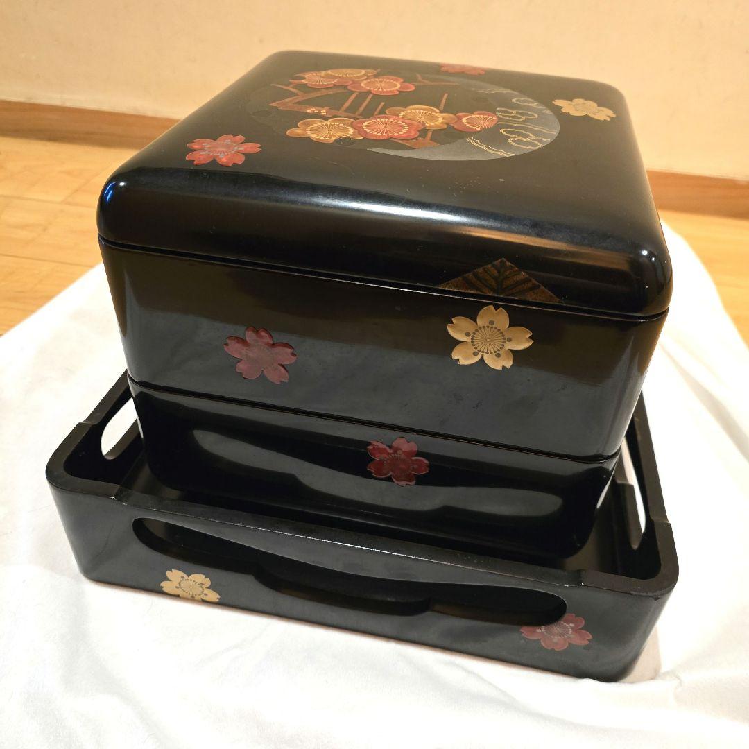 輪島塗 二段重 二段重箱 台座付き