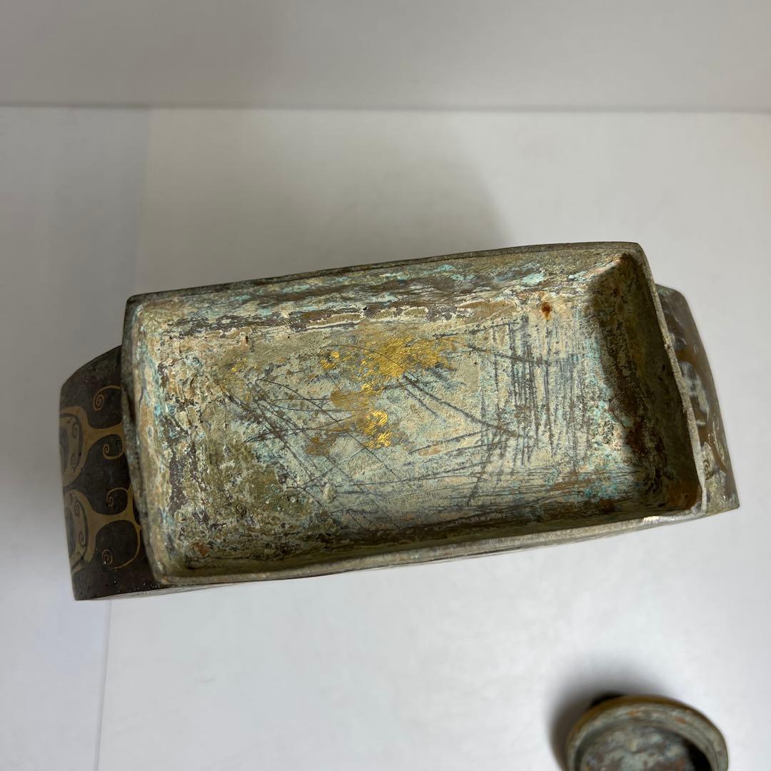 古銅　金象嵌花瓶　1674g/高さ約26㎝　東Y8-0306④タサオサ
