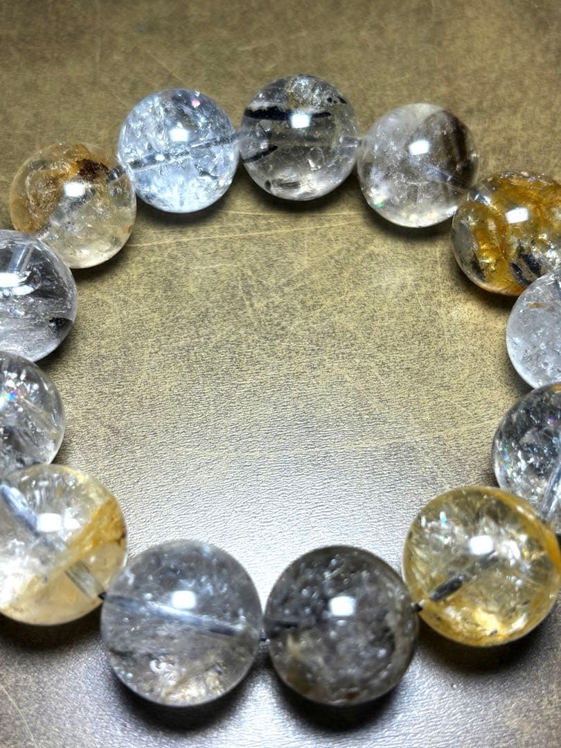 【最高品質】エレスチャルクォーツ（骸骨水晶）超大玉18㎜ブレスレット（新品）虹入