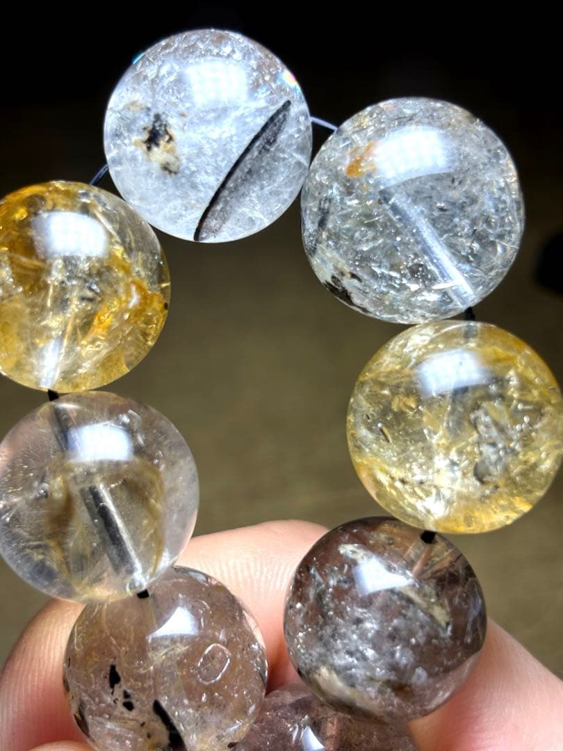 【最高品質】エレスチャルクォーツ（骸骨水晶）超大玉18㎜ブレスレット（新品）虹入