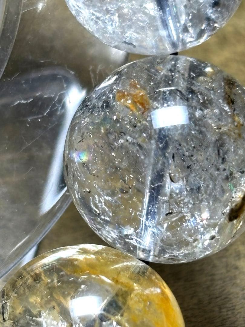 【最高品質】エレスチャルクォーツ（骸骨水晶）超大玉18㎜ブレスレット（新品）虹入