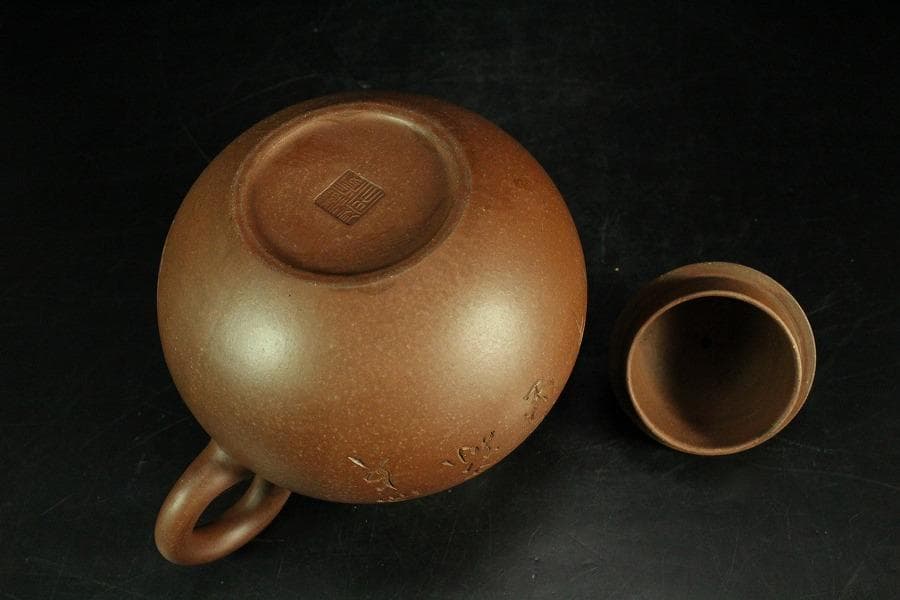 中国美術 朱泥 刻題詞 茶壷 急須 煎茶(K-YC695)