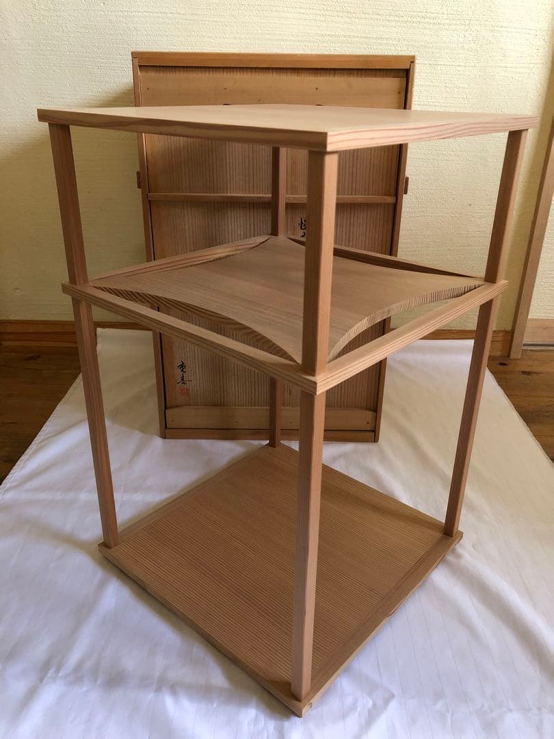 美品♦︎茶道具♦︎杉木地　糸巻二重棚♦︎共箱♦︎千家♦︎稽古