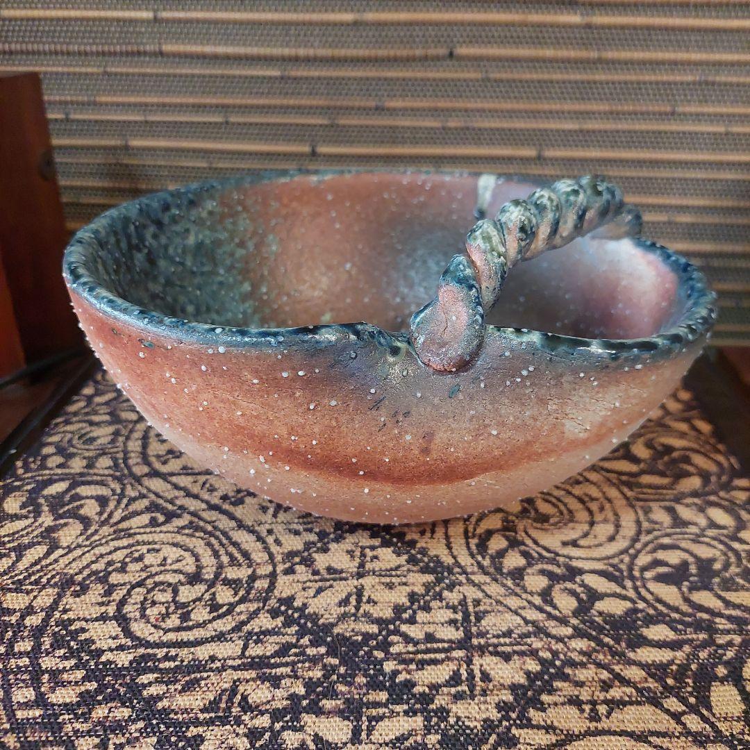 信楽焼き⭐しがらき⭐変形手縄付⭐竹杓セット⭐新品未使用⭐インテリア