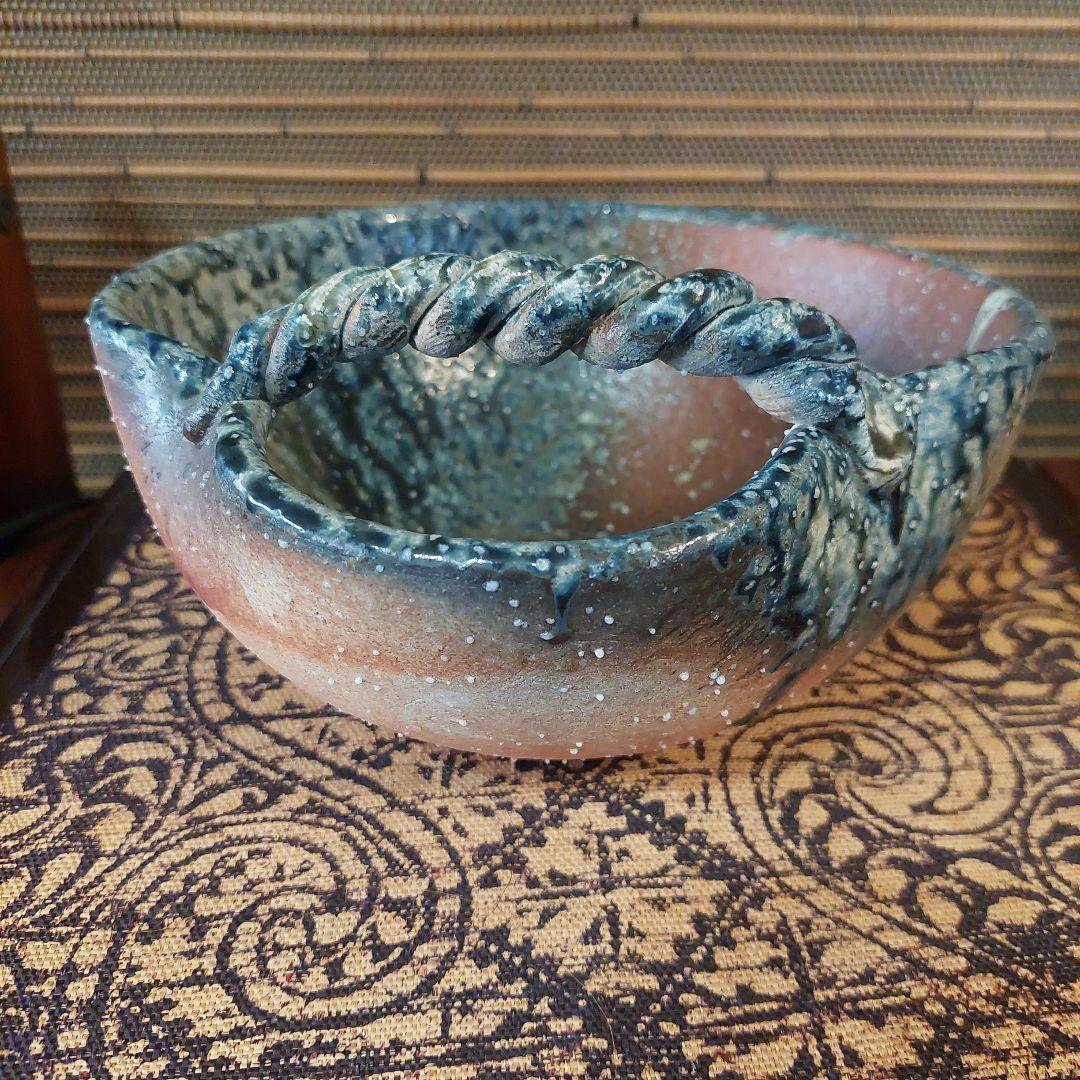 信楽焼き⭐しがらき⭐変形手縄付⭐竹杓セット⭐新品未使用⭐インテリア
