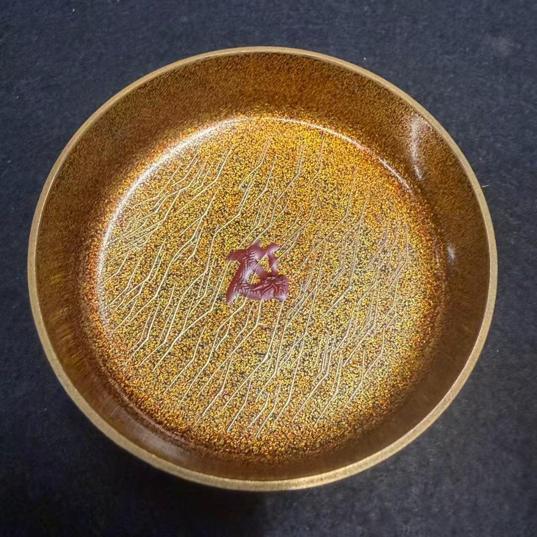 棗　茶道具　渡辺松悦 千網蒔絵　極上金蒔絵 大棗 桐共箱　二重箱