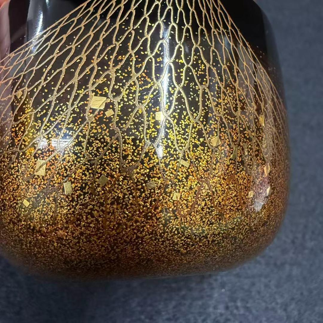 棗　茶道具　渡辺松悦 千網蒔絵　極上金蒔絵 大棗 桐共箱　二重箱