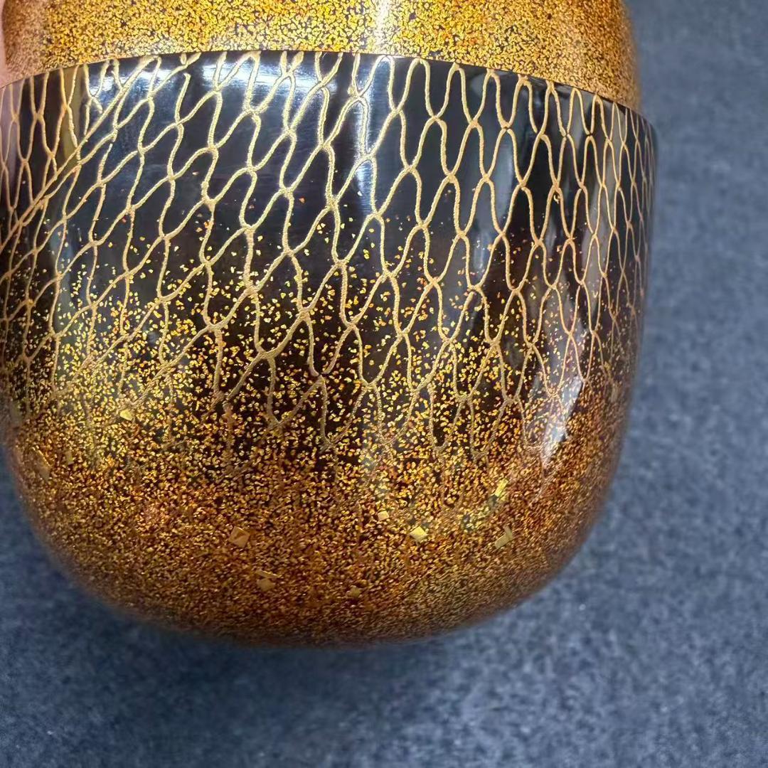 棗　茶道具　渡辺松悦 千網蒔絵　極上金蒔絵 大棗 桐共箱　二重箱