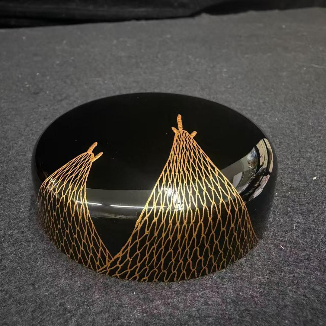 棗　茶道具　渡辺松悦 千網蒔絵　極上金蒔絵 大棗 桐共箱　二重箱