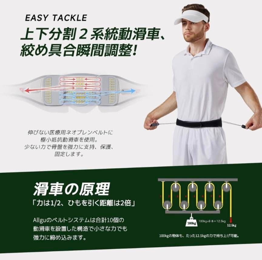 Allgu-SS BELT 滑車式 骨盤ベルト ゴルフ サポーター