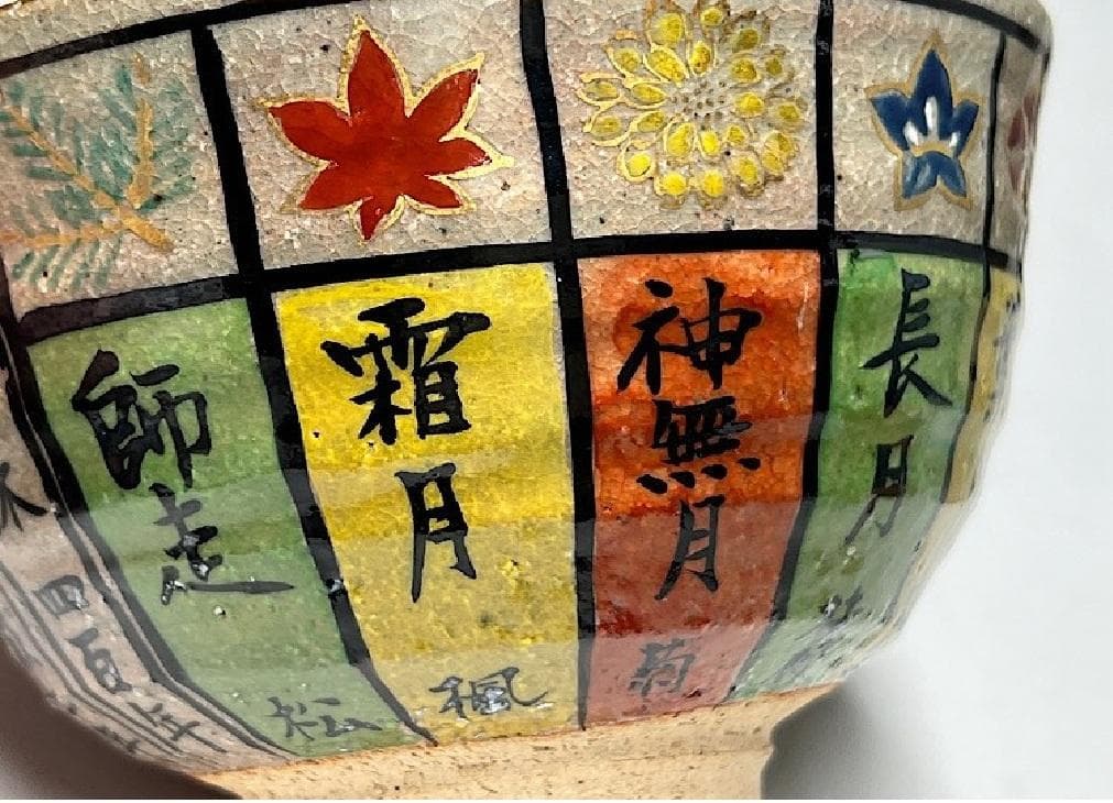 京焼　奥村考造　花暦　茶碗（茶道・抹茶）