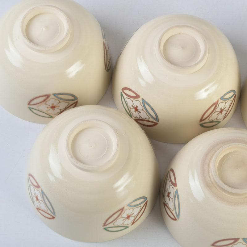 茶道具　京焼　加賀瑞山造　色絵金彩　花文　数茶碗　五客　N　9976