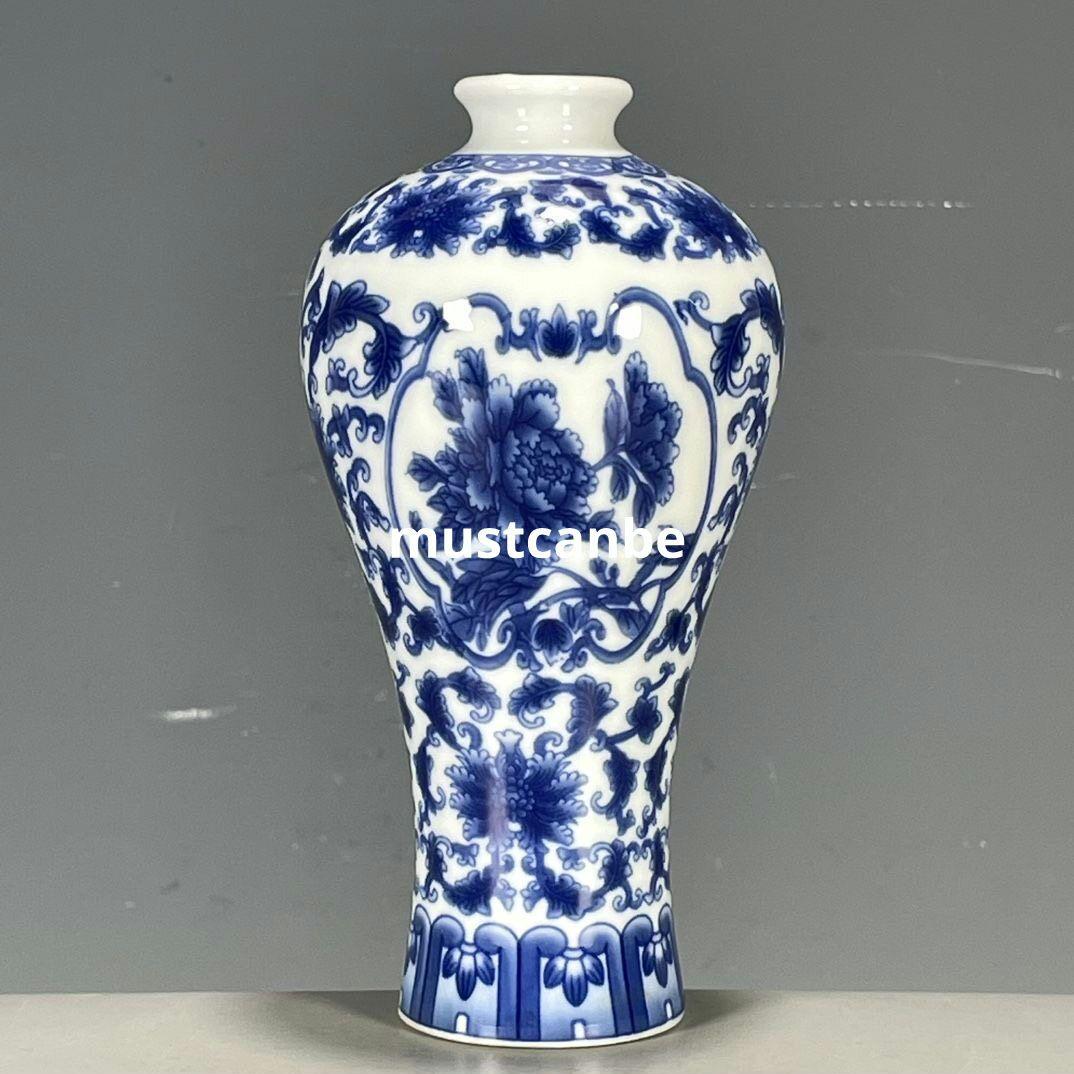 清乾隆青花花鳥図紋梅瓶 景徳鎮 陶磁器 装飾品 現代工芸品 美術品 置物