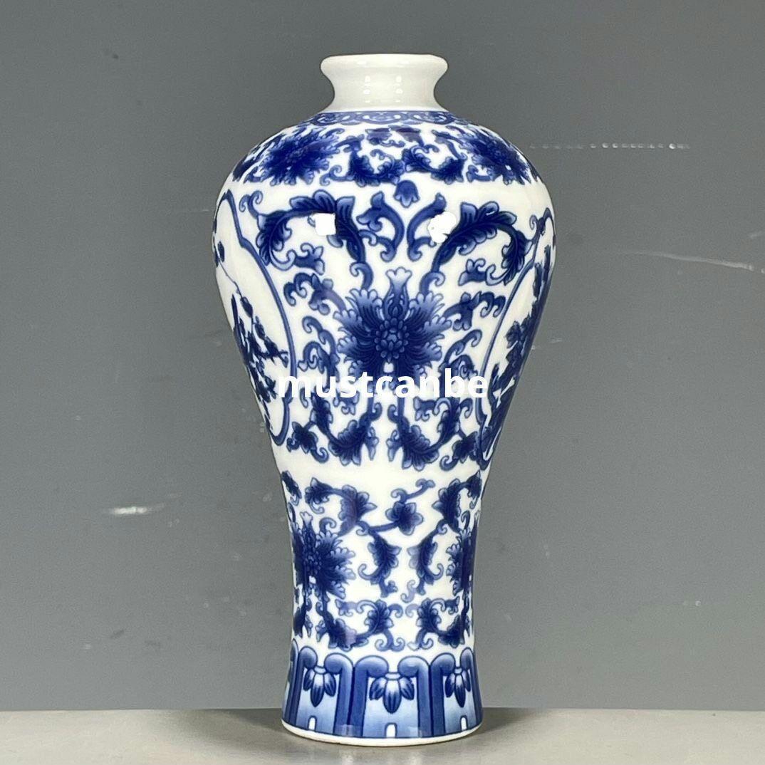 清乾隆青花花鳥図紋梅瓶 景徳鎮 陶磁器 装飾品 現代工芸品 美術品 置物