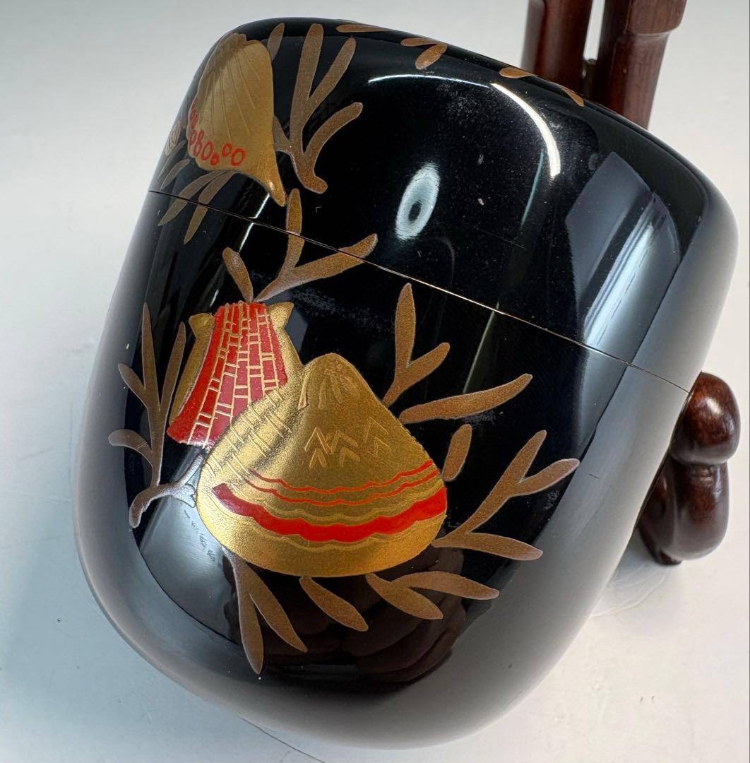 【中古品】茶道具　中村宗悦造　而妙斎好写海松貝蒔絵　大棗