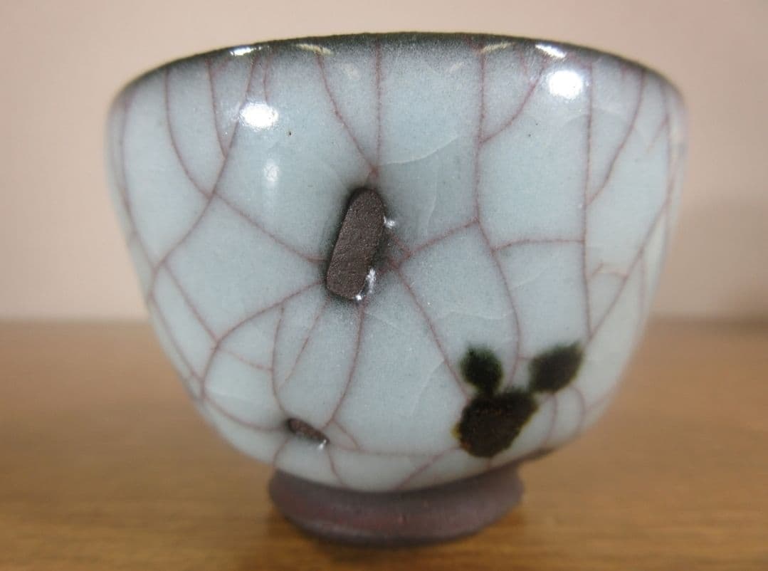 真作保証【人気作家】浦口雅行 自作 飛月白瓷ぐい呑 コレクター放出品 茨城