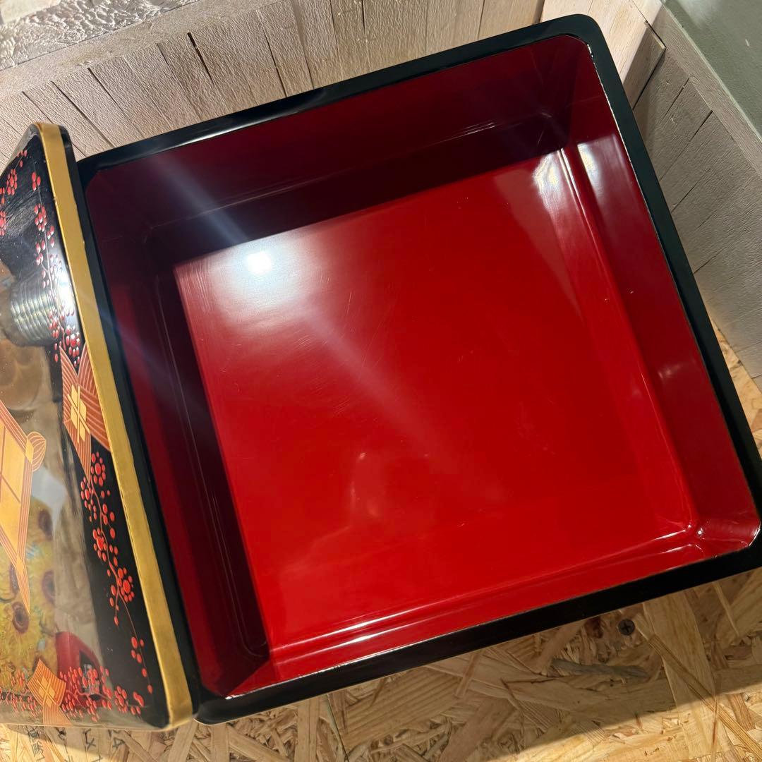 ヴィンテージ 秀衡塗 2段重箱 黒×金×朱 華やか漆器