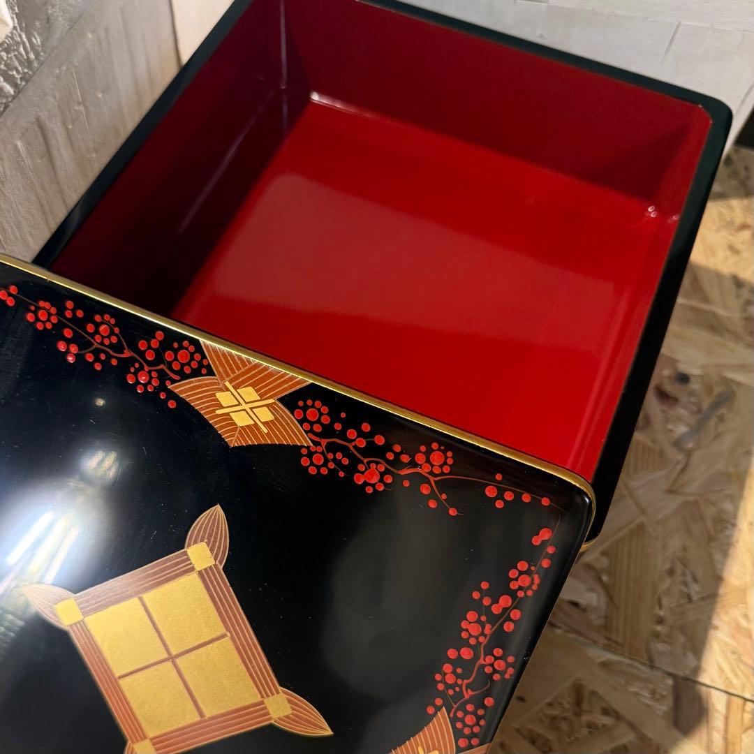 ヴィンテージ 秀衡塗 2段重箱 黒×金×朱 華やか漆器