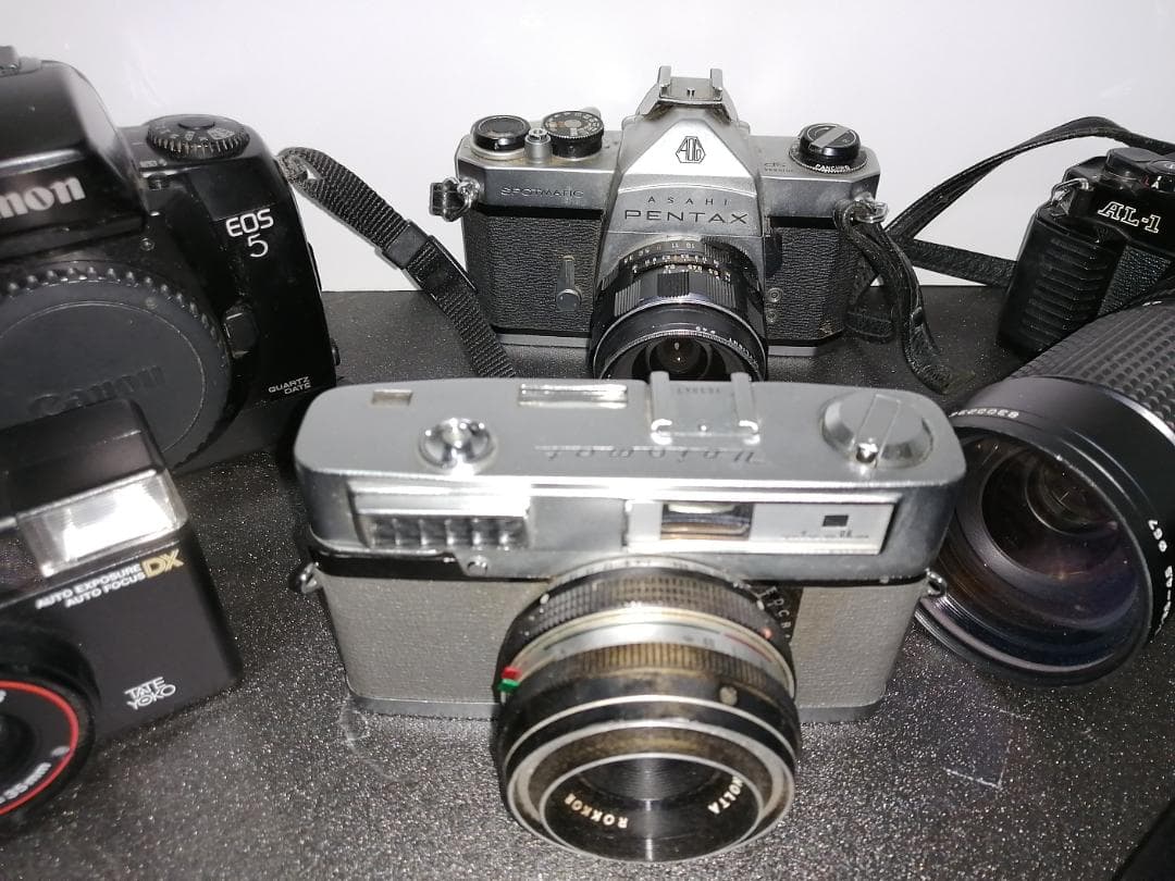 ジャンク　フイルムカメラ５台　単体露出計２台　セット