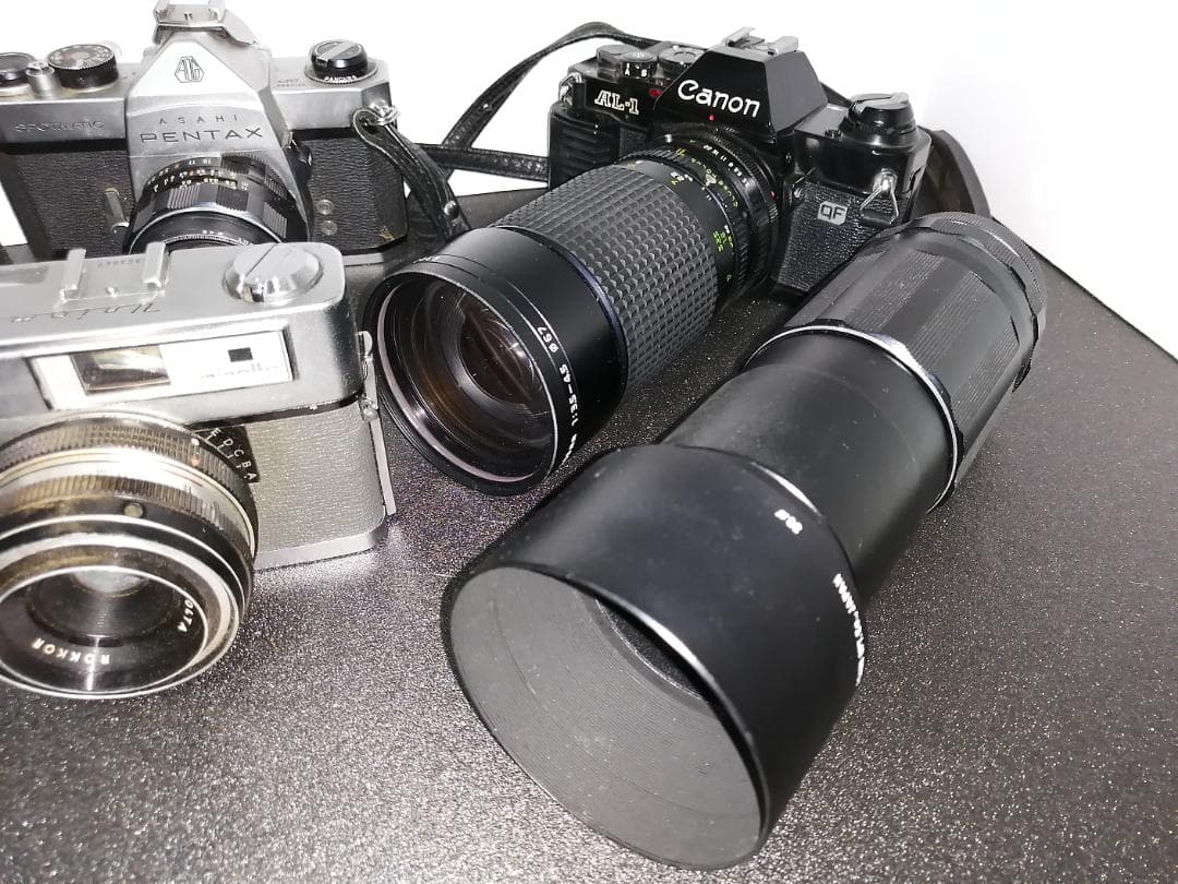 ジャンク　フイルムカメラ５台　単体露出計２台　セット