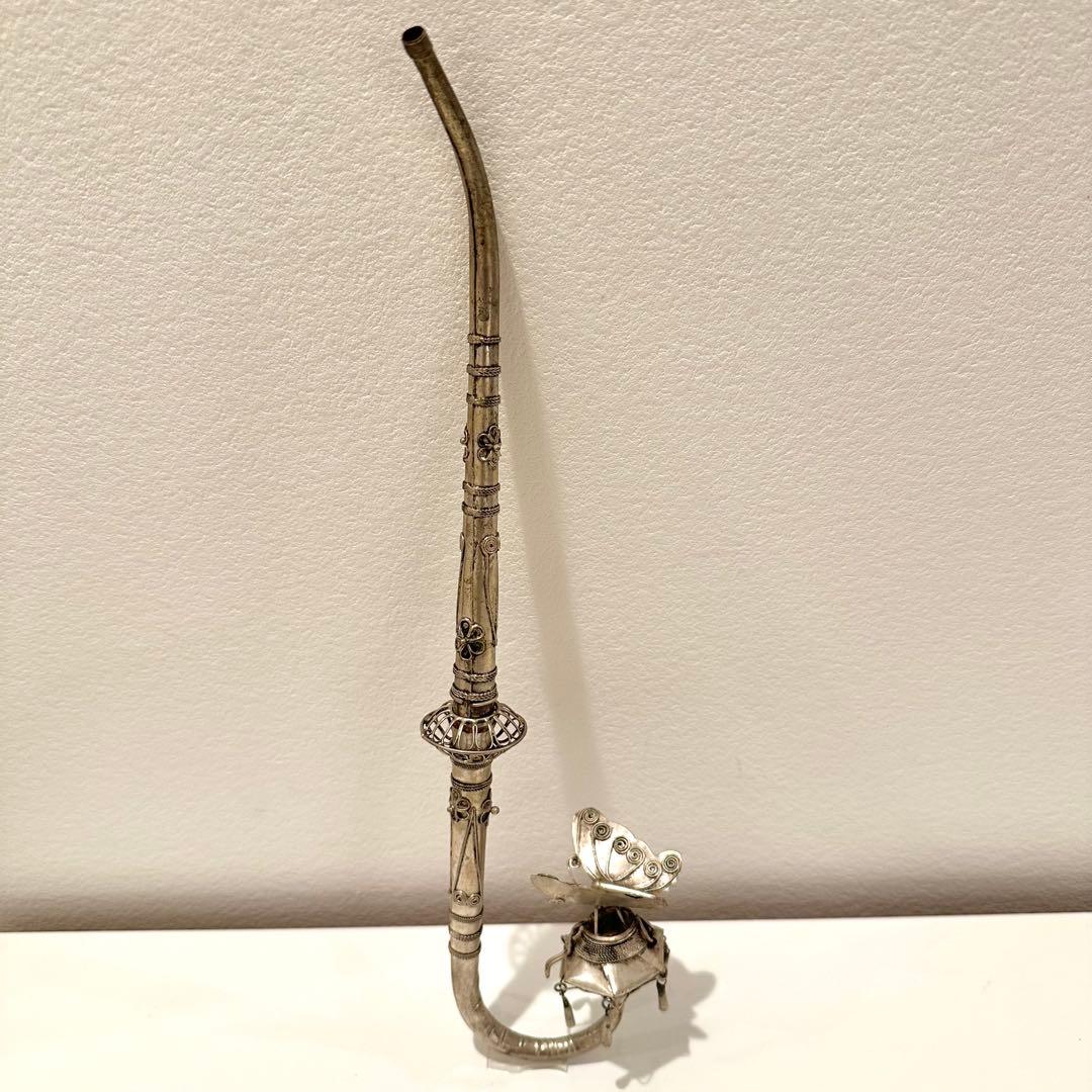 蝶【煙管 全長30cm】東洋 アンティーク 喫煙具 キセル オブジェ 雑貨 金属