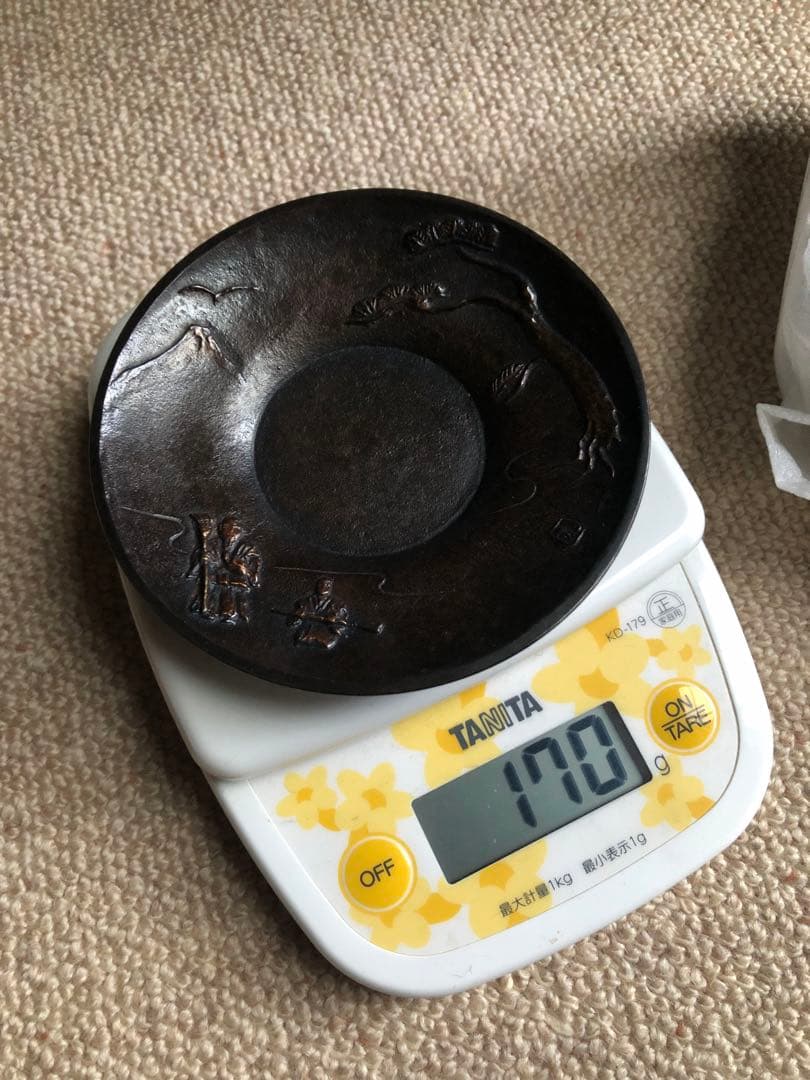 須賀月芳 氏作 黄銅 茶托 高砂 共箱入