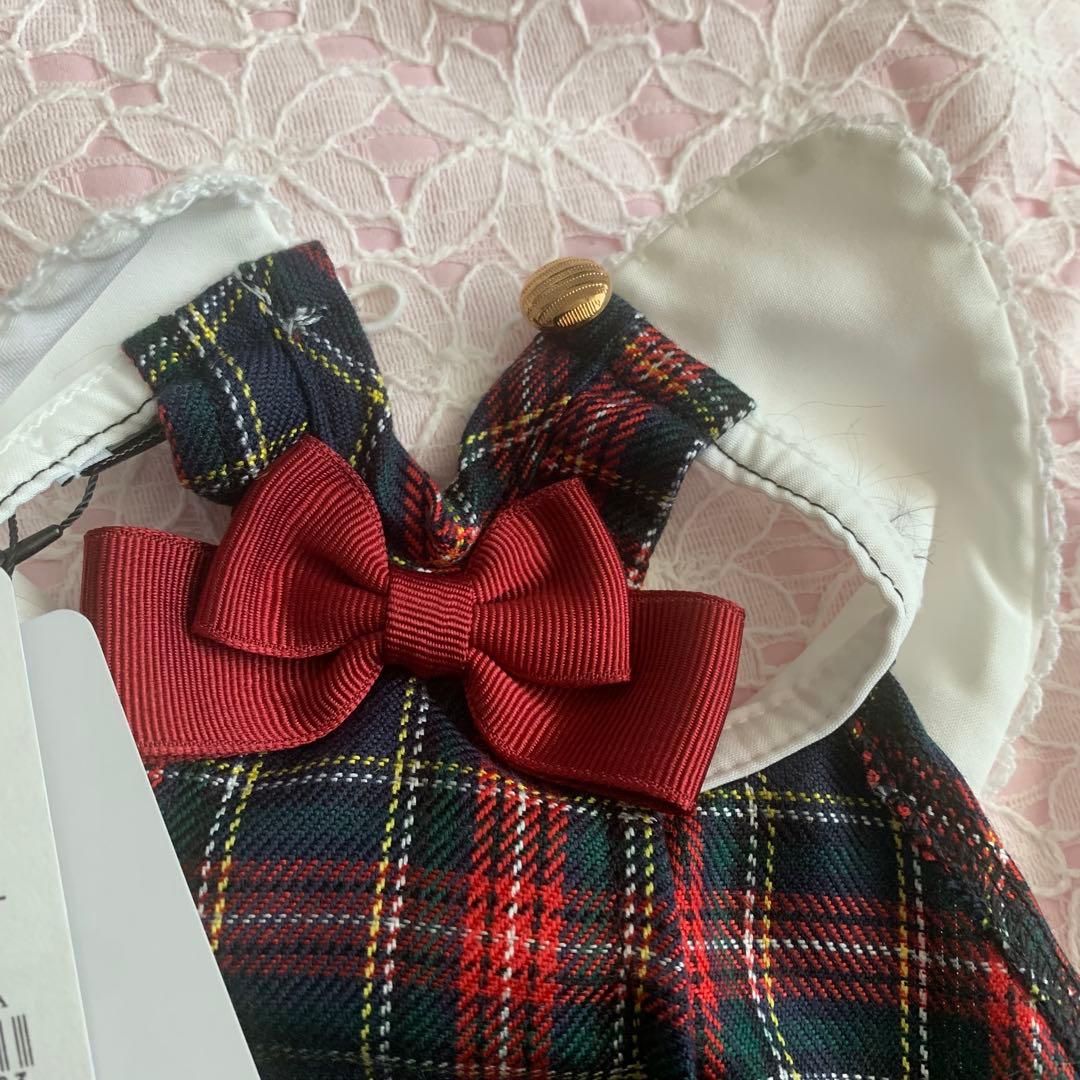 きゃんナナ　新品　ＳＳ　白襟タータンチェックワンピース　グリーン