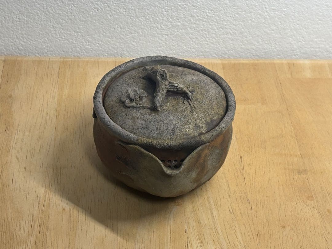 82.備前焼 宝瓶 登り窯 梅 うめ 手びねり 急須