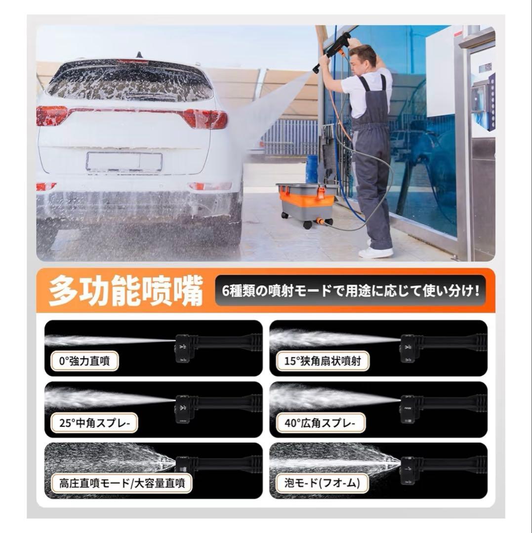 高圧洗浄機 コードレス 充電式 9MPa強力噴射 22L折り畳みバケツ付き