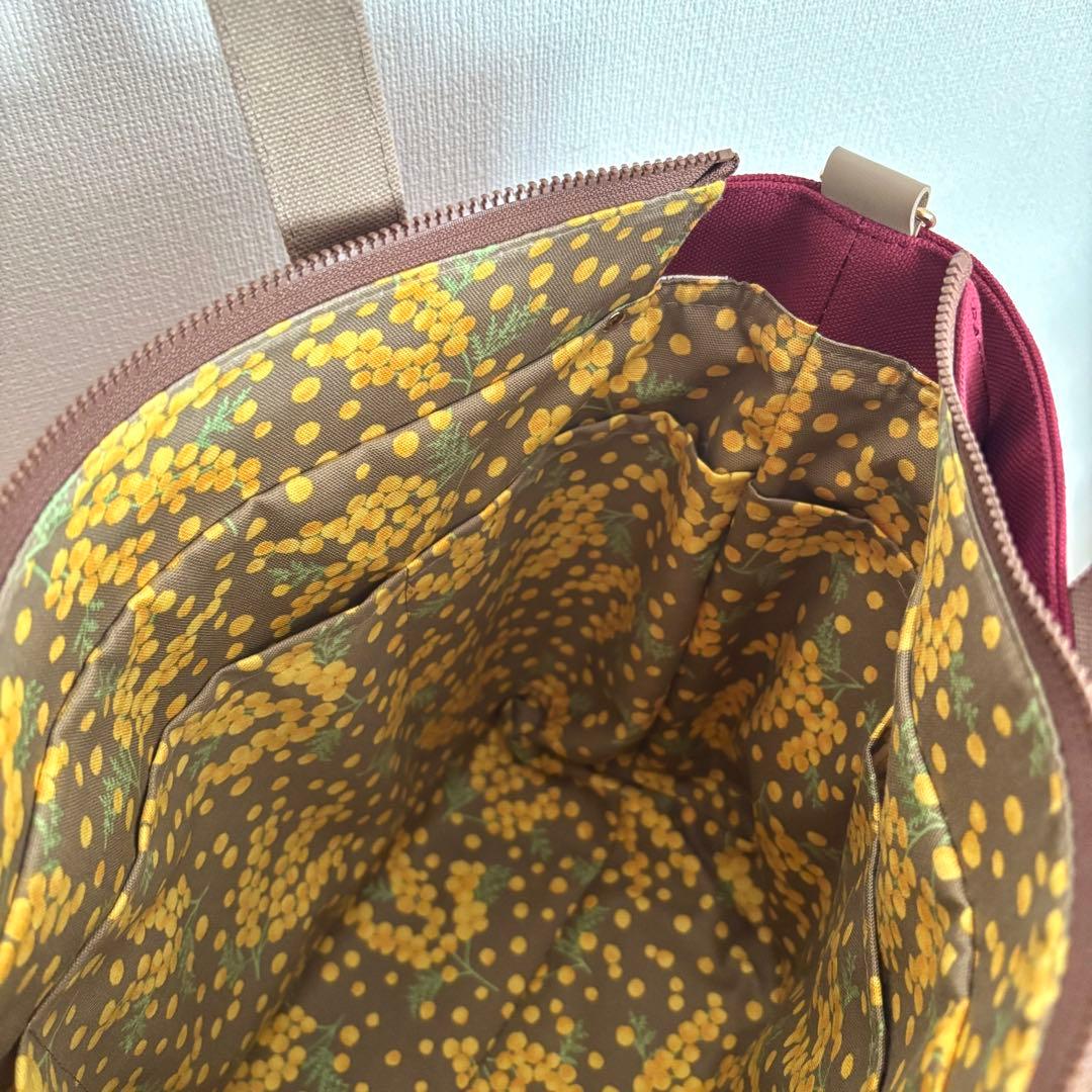 【JUNE】あおりポケット付きトートバッグL 倉敷8号帆布　ボルドー
