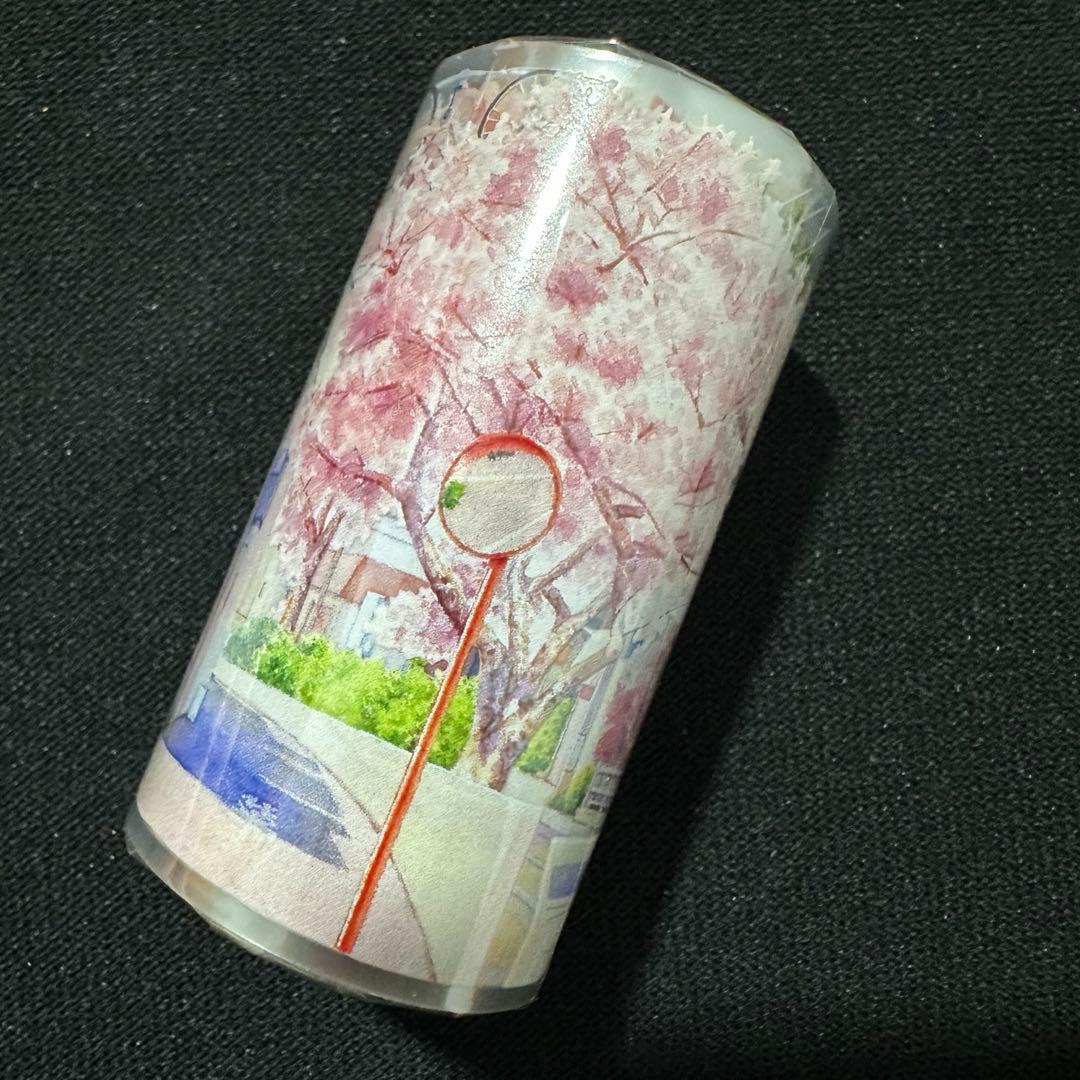 【9671】海外　マステ　5m巻　PETマスキングテープ　桜　街景色　背景系