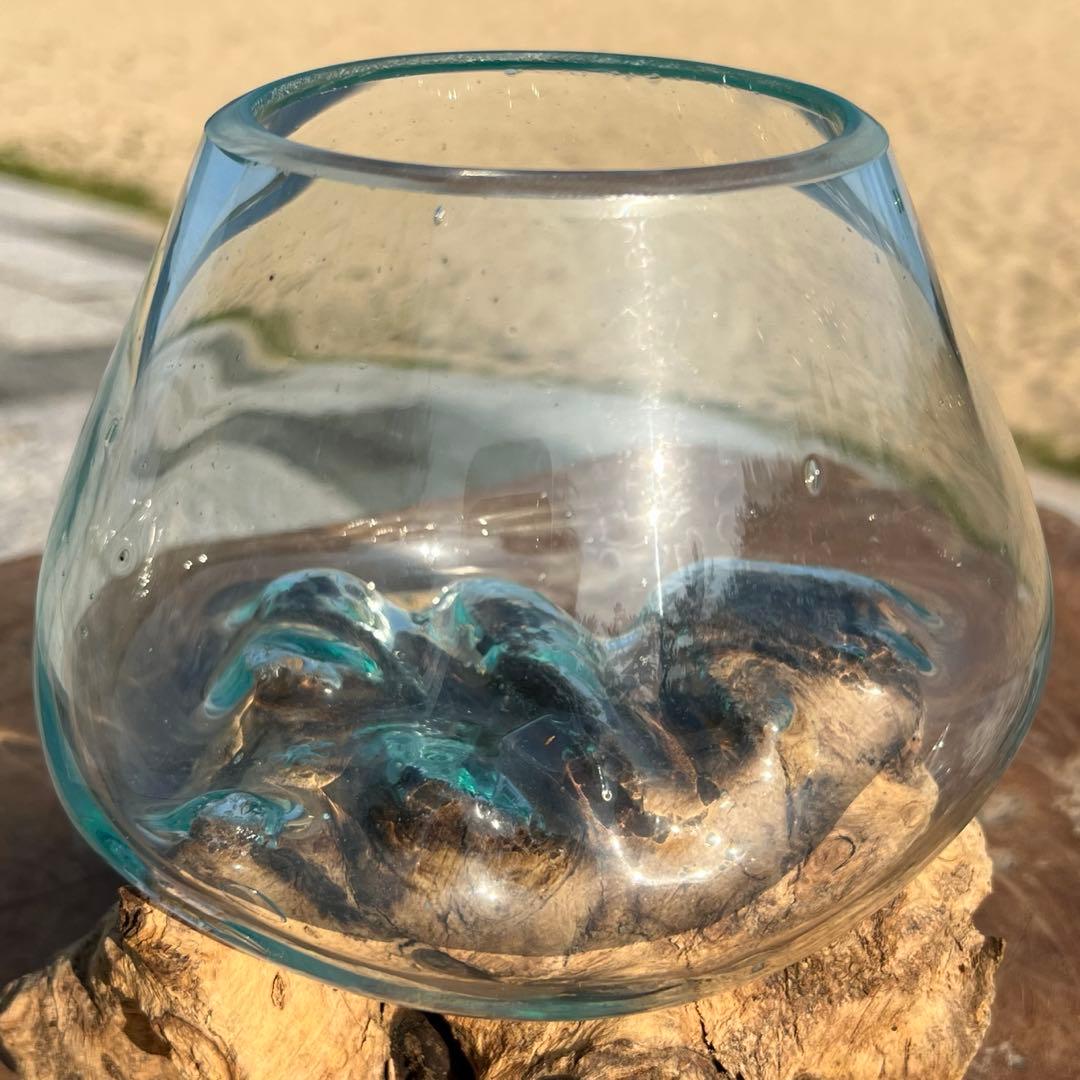 流木ガラス オブジェXSN バリ島 花瓶 金魚鉢 メダカ水槽 テラリウム アート