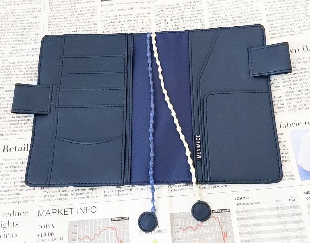 A6ハンドメイド　タンバリン　手帳カバーケース　ネイビー　ミナペルホネン好きな方