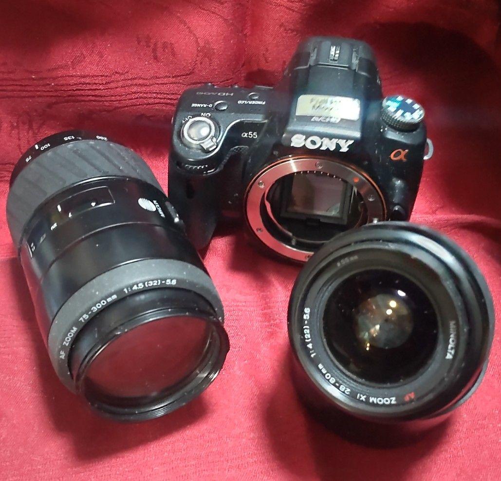 SONY α55 デジタル＜ハーフミラー＞カメラ＋Wレンズキット＜ジャンク扱い＞